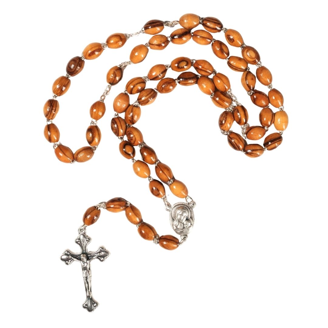 Rosary with metal and earth - oval