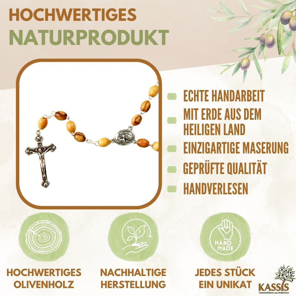 Rosary with metal and earth - oval
