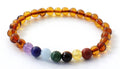 Amber Cognac Chakra Stretch Bracelet With Gems